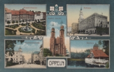Oppeln : Friedrichplatz, Kathol. Kirche, Krakauerstrasse, Rathaus, Eishaus