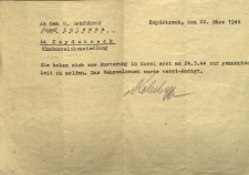 An den O.Lokf&uuml;hrer Josef Kulessa... Sie haben sich zur Musterung in Cosel