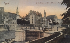 Oppeln : An der Schleuse mit Blick auf Rathaus u. Kirche