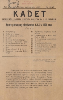 Kadet : czasopismo kadetów Korpusu Kadetów nr 2 w Chełmnie, 1928, Rok III, Nr 18-19