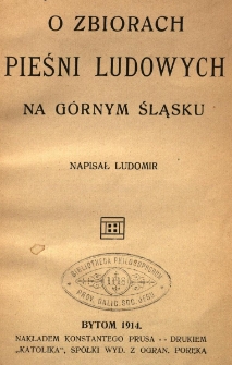 O zbiorach pieśni ludowych na Górnym Śląsku