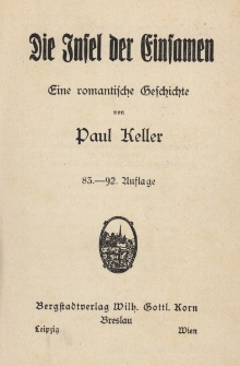 Die Insel der Einsamen : eine romantische Geschichte