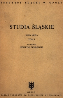 Studia Śląskie. Seria Nowa. T.1