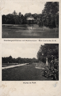 Bad Carlsruhe O.-S. : Weinbergschl&ouml;sschen mit Helenenteich, Partie im Park