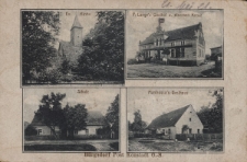 B&uuml;rgsdorf Post Kornstadt : Ev. Kirche, P. Lange's Gasthof z. eisernen Kreuz, Schule, Mantrossa's Gasthaus