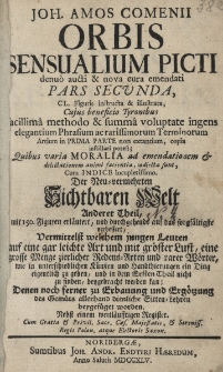Joh. Amos Comenii Orbis Sensualium Picti denuo aucti & nova cura emendati Pars Secunda
