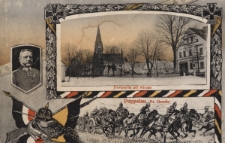 Poppelau, Kr. Oppeln : Dorfpartie mit Kirche