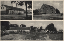 Sowade, Kr. Oppeln : Jonczyk's Warenhandlung, Schule, Dorfpartie