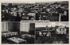 Hubertusruh Kr. Leonschütz : Totalansicht, Gastzimmer, Gasthaus b. Fleischerei Inh. Adolf Nietsch