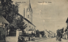 Krappitz : Mühlstr. mit Evgl. Kirche