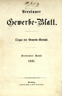 Breslauer Gewerbe - Blatt, 1861