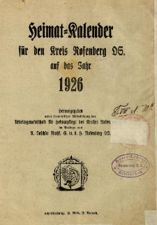 Heimatkalender des Kreises Rosenberg Oberschlesien, 1926