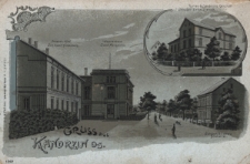 Gruss aus Kandrzin : Proske's Hotel Inh. Robert Münsterberg, Waarenhaus Josef Maliglowka, Johann Glinka's Bäckerei, Kohlen & Speditions Geschäft Inhaber Erich Ziemek