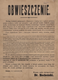 Obwieszczenie : [podpis] Prezes sądu okręgowego Dr.Bocheński