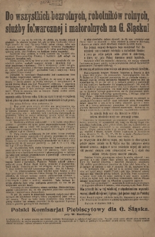 Do wszystkich bezrolnych, robotników rolnych, służby folwarcznej i małorolnych na Górnym Śląsku!