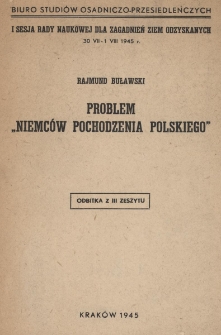 Problem &bdquo;Niemc&oacute;w pochodzenia polskiego&rdquo;