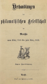 Verhandlungen der philomatischen Gesellschaft in Neisse vom März 1858 bis zum März 1859. [H.8]
