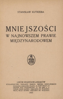 Mniejszości w najnowszem prawie międzynarodowem