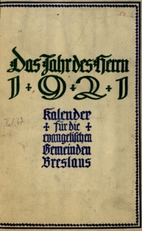 Das Jahr des Herrn (Kalender für die evangelischen Gemeinden Breslaus) 1921