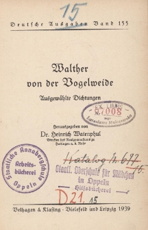 Walther von der Vogelweide : Ausgewählte Dichtungen
