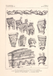 Tafel 2 Mittelalter : Mittelalter G&ouml;rlitz Peterskirche Krypta Abgewickelter K&auml;mpfer ; G&ouml;rlitz Peterskirche Westportal ; Giesmannsdorf Kapitelle und Hauptgesims ; Hohenliebenthal