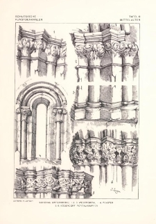 Tafel 9 Mittelalter : Sch&ouml;nau Unterkirche Westportal, Fenster ; B&ouml;gendorf Portalk&auml;mpfer