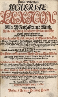 Grosses vollständiges Universal Lexicon Aller Wissenschafften und Künste, Welche bißhero durch menschlichen Verstand und Witz erfunden und verbessert worden : Darinnen so wohl die Geographisch-Politische Beschreibung des Erd-Creyses, nach allen Monarchien [...] Als auch eine ausführliche Historisch-Genealogische Nachricht von den Durchlauchten und berühmtesten Geschlechtern in der Welt: Den Leben und Thaten der Kayser, Könige, Churfürsten und Fürsten, grosser helden, Staats-Minister, Kriegs-Obersten zu Wasser [...] Ingleichen von allen Staats- Kriegs- Rechts- Policey- und Haußhaltungs-Geschäfften des Adelichen und bürgerlichen Standes [...] Wie nicht weniger die völlige Vorstellung aller in den Kirchen-Geschichten berühmten Alt-Väter, Propheten, Apostel, Päbste, Cardinäle, Bischöffe, Prälaten und Gottesgelehrten [...] Endlich auch ein vollkommener Inbegriff der allergelehrtesten Männer, berühmter Universitäten, Academien, Societäten. Bd.23 N-Net