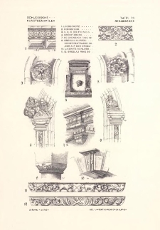 Tafel 76 Renaissance : Leobschütz ; Rohnstock ; Beuthen O.S. ; Gröditzburg ; Reichenbach Ring 141 ; Breslau Kupferschmiedestrasse 39 Bär auf der Orgel ; Liegnitz Schloss ; Breslau Ring 39