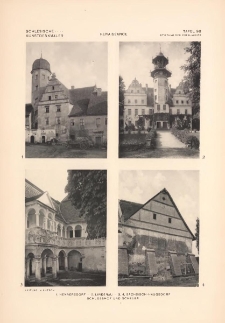 Tafel 96 Renaissance : Hennersdorf ; Lindenau ; S&auml;chsisch-Haugsdorf Schlosshof und Scheuer