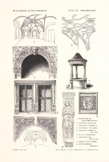 Tafel 101 Renaissance : Münsterberg Rautenkranzhof ; Schloss Borganie ; Schloss Fischbach ; Buchwald Brunnen ; Schloss Konradswaldau ; Glatz Gymnasium ; Schlösschen Ratschin ; Neisse Pfarrkirche ; Greiffenberg Rathaus