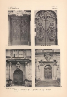 Tafel 142 Barock : Breslau: Universität Thür zur Aula Leopoldina, Ring 8 ; Leubus: Irrenhaus Früher Prälatur, Curatialkirche