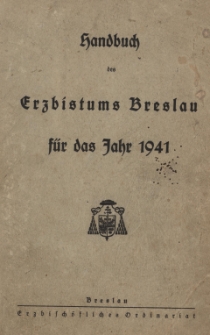 Handbuch des Erzbistums Breslau für das Jahr 1941