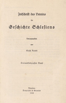 Zeitschrift des Vereins f&uuml;r Geschichte Schlesiens. Bd. 73