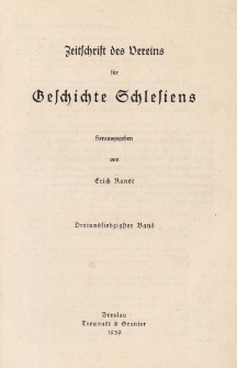 Zeitschrift des Vereins für Geschichte Schlesiens. Bd. 73