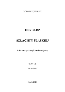 Herbarz szlachty śląskiej : informator genealogiczno-heraldyczny. T.7, Pr-Reibold