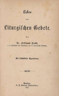 Lehre vom liturgischen Gebete