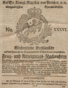 Wochentliche Breslauische und auf das Interesse der C mmerzien der Schlesischen Lande ...1803, V