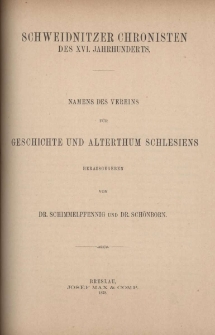 Schweidnitzer Chronisten des XVI. Jahrhunderts