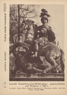 Warszawa przed wojną : Łazienki. Pomnik króla Jana III Sobieskiego - pogromcy Turków pod Wiedniem w 1683 r.