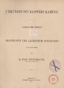 Bd.10. Urkunden des Klosters Kamenz