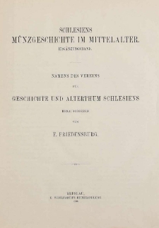 Bd.23. Schlesiens Münzgeschichte im Mittelalter Ergänzungsband