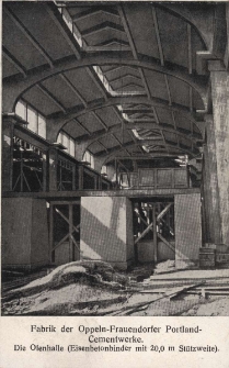 Fabrik der Oppeln-Frauendorfer Portland-Cementwerke : Die Ofenhalle (Eisenbetonbinder mit 20,0 m St&uuml;tzweite)