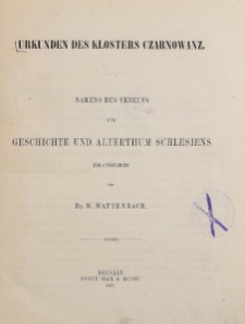 Bd. 1. Urkunden des Klosters Czarnowanz