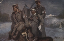 Der Sanitätshund im Felde : 4. Transport des vom Sanitätsbund aufgestöberten Verwundeten