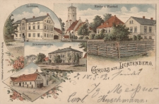 Gruss aus Lichtenberg : Gasthaus, Kirche u. Pfarrhof, Strassenpartie, Gasthaus