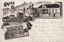 Gruss aus Komornik : Schule, Kirche, Kaluza's Gasthaus, Heisig's Mühle