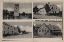 Krähenbusch, Kreis Neustadt O.-Schl. : Kriegerdenkmal, NS. Kindergarten, Gasthaus, Schule