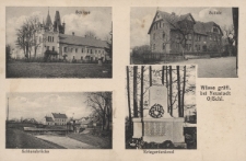 Wiese gräfl. bei Neustadt O/Schl. : Schloss, Schule, Schlossbrücke, Kriegerdenkmal
