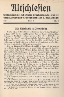 Altschlesien : Mitteilungen des Schlesien Altertumsvereins 1931. Bd.3, Nr 2