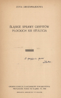 Śląskie sprawy Gryfitów płockich XIII stulecia
